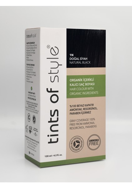 1n Doğal Siyah Organik Saç Boyası