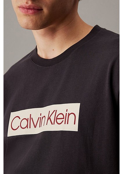 Erkek Calvin Klein Label T-Shirt - Gri fırsatları