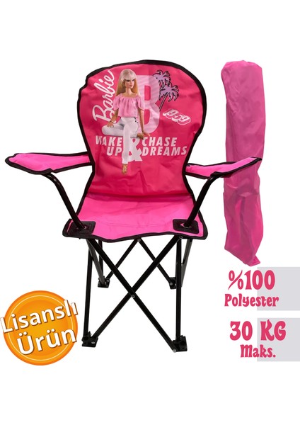 Lisanslı Katlanabilir Çocuk Kamp Sandalyesi Pembe