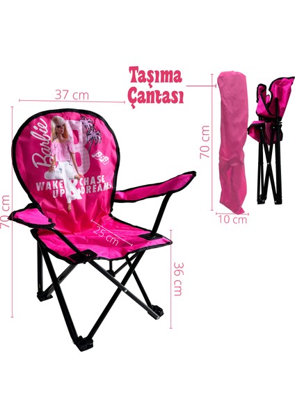 Lisanslı Katlanabilir Çocuk Kamp Sandalyesi Pembe