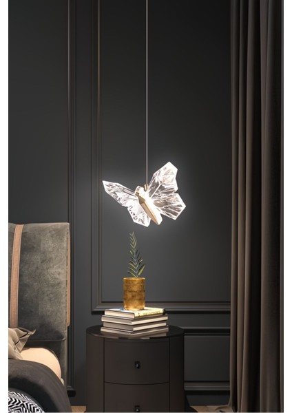 Kelebek Model Gold Kaplama 3 Renk Metal Salon Mutfak Oturma Yatak Odası Modern LED Sarkıt Avize