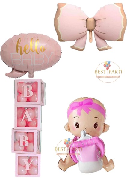 Baby Kutulu Pembe Kız Bebek Hastane Odası Süsleme Balon Seti