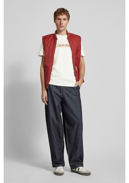 Erkek Calvin Klein Label T-Shirt - Krem fırsatları