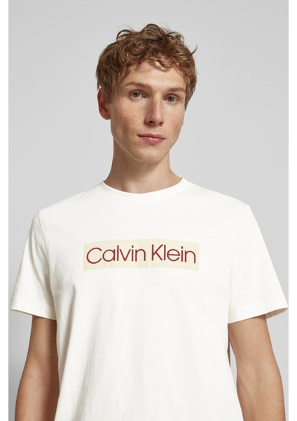 Erkek Calvin Klein Label T-Shirt - Krem fiyatları