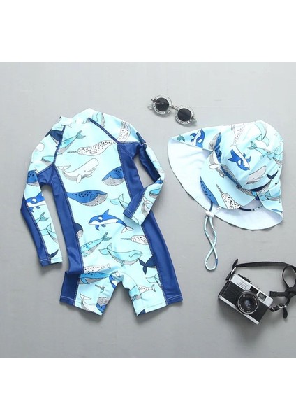 UPF50+ Deniz Canlilari Erkek Çocuk Mayo Sapkali