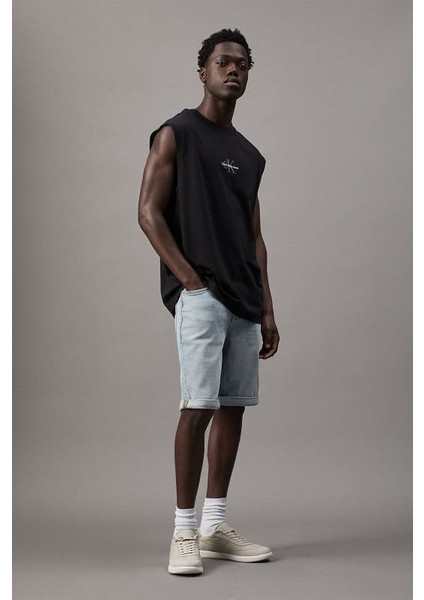 Erkek Ck Sleeveless Kolsuz T-Shirt - Siyah