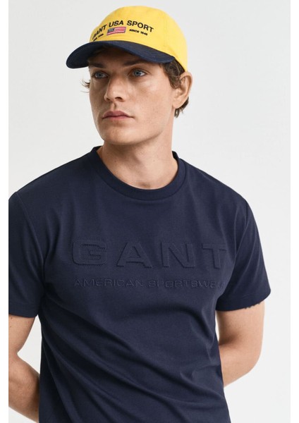 Erkek Embossed T-Shirt - Lacivert