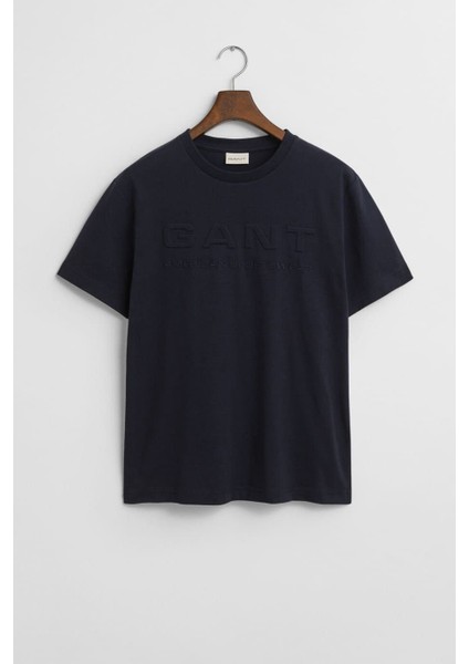 Erkek Embossed T-Shirt - Lacivert