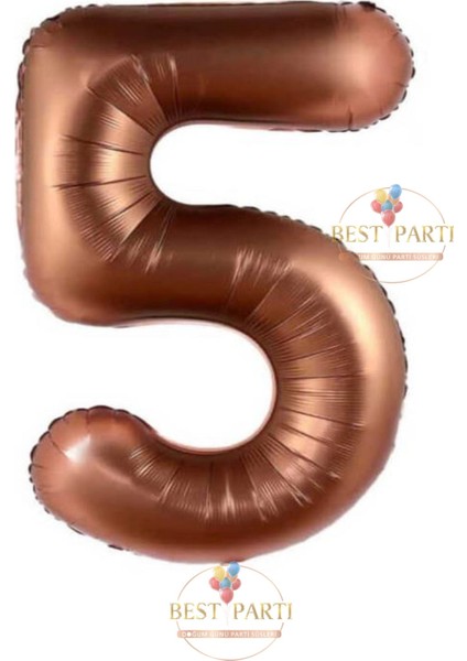 5 Yaş Kahverengi Rakam Folyo Balon