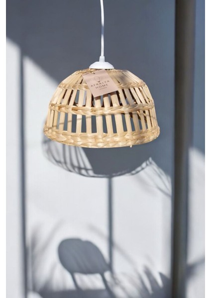 Hasır Bambu Rattan Avize 30 cm Iskandinav Bohem Rustik Avize Sarkıt-Salon Yatak Odası(Duy Dahil )
