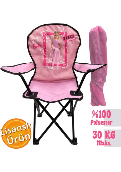 Lisanslı Katlanabilir Çocuk Kamp Sandalyesi Açık Pembe