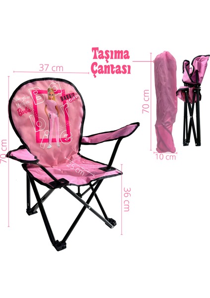 Lisanslı Katlanabilir Çocuk Kamp Sandalyesi Açık Pembe