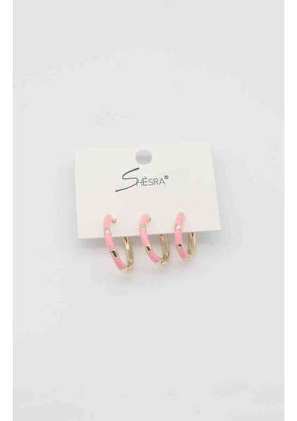 Shesra Açık Pembe Renk 3'lü Küpe