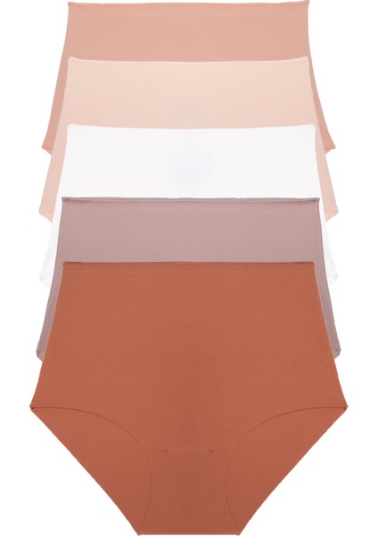 Kadın Külot Ekstra Yüksek Bel Lazer Kesim Esnek Iz Yapmayan 5 Li Paket Polyester Tarçın