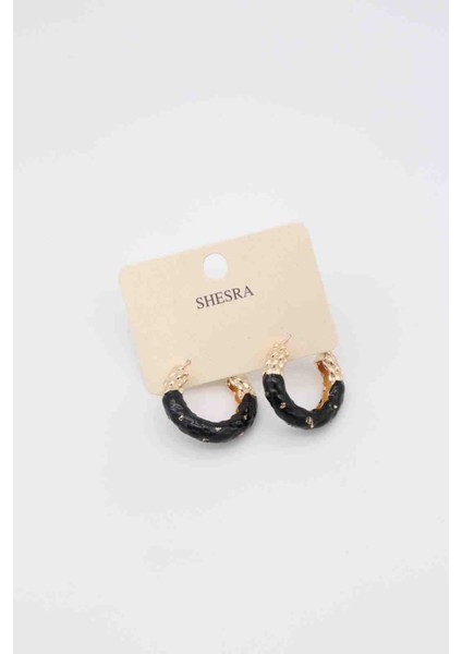 Shesra Siyah Çelik Küpe