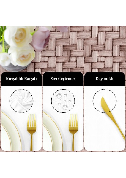 Canvas Wicker Gül Kurusu Sıvı Geçirmez Leke Tutmaz Masa Örtüsü