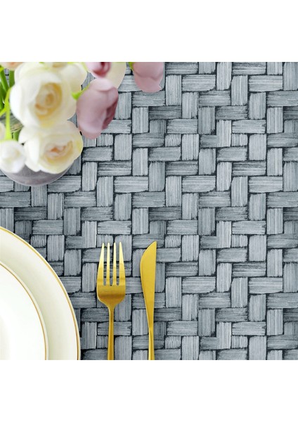 Canvas Wicker Açık Indigo Sıvı Geçirmez Leke Tutmaz Masa Örtüsü