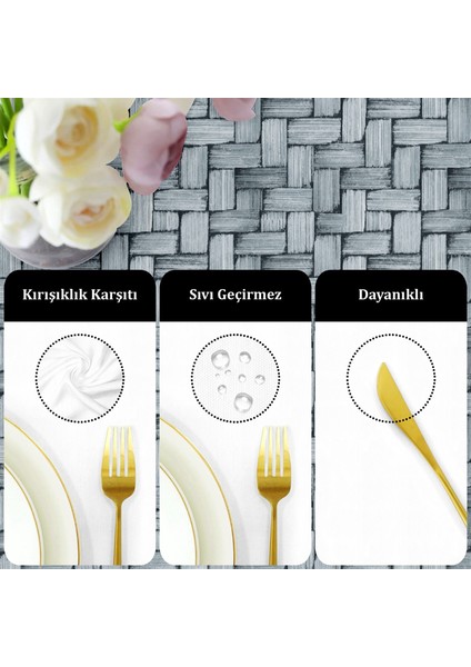 Canvas Wicker Açık Indigo Sıvı Geçirmez Leke Tutmaz Masa Örtüsü