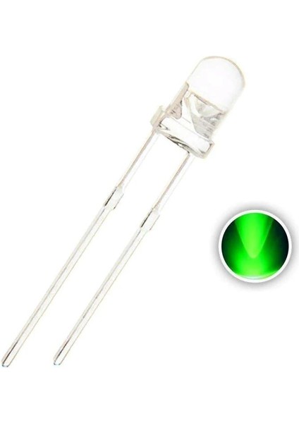3mm Yeşil Şeffaf LED