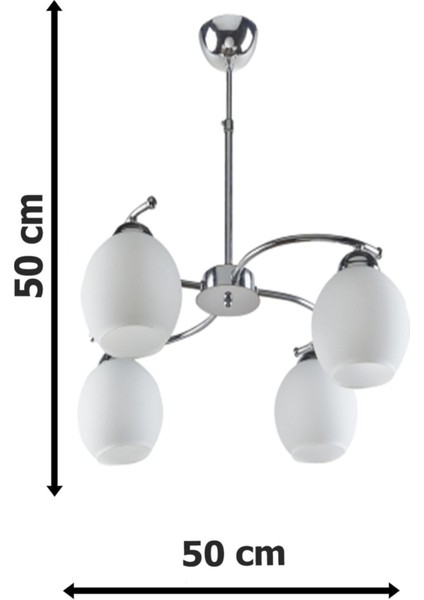 Elif Modern Krom Renk Beyaz Camlı Salon - Mutfak - Yatak Odası 4 Lü Avize fiyatları