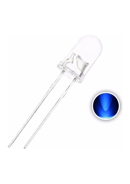 5mm Mavi Şeffaf LED