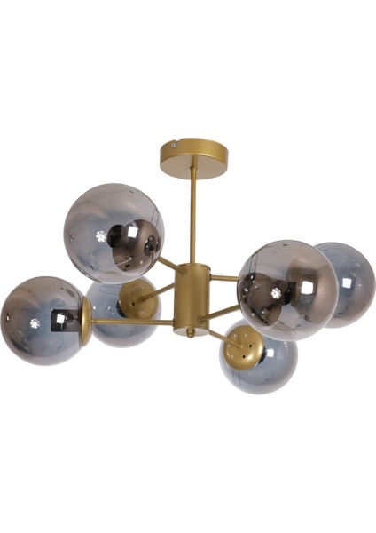 Oscar Lüks Tasarım Eskitme Renk Kasa Füme Camlı Salon - Mutfak - Yatak Odası 6 Lı Avize