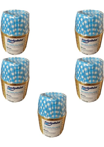 Muffin Kağıt Karton Altın Mavi Desenli Cupcake Kek Kalıbı Kapsülü Kabı - 25 Adetlik 5 Paket 1 Adet