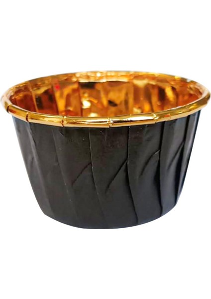 Muffin Kağıt Karton Altın Siyah Cupcake Kek Kalıbı Kapsülü Kabı - 25 Adetlik 5 Paket 1 Adet