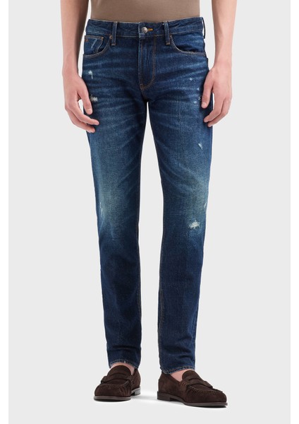 Streç Pamuklu Slim Fit Düşük Bel Dar Paça Jeans Erkek Kot Pantolon EM000121 AF13281 MB001