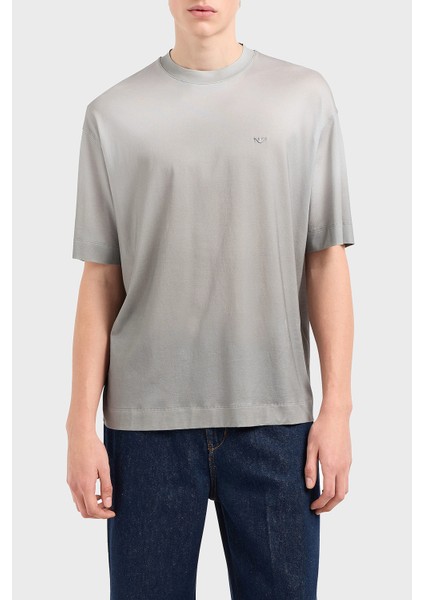 Oversize Fit Bisiklet Yaka Logolu T Shirt Erkek T Shirt EM001116 AF10017 F8104