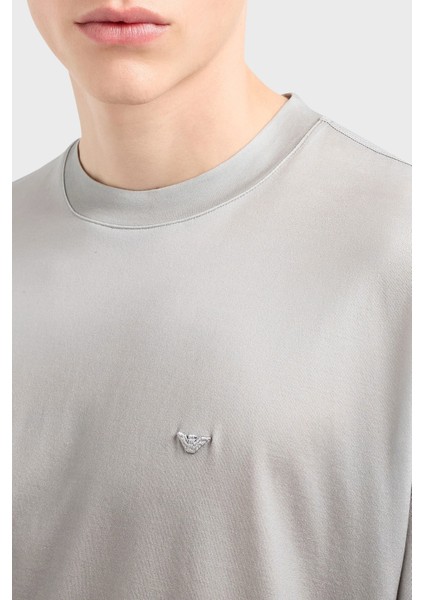 Oversize Fit Bisiklet Yaka Logolu T Shirt Erkek T Shirt EM001116 AF10017 F8104 fırsatları