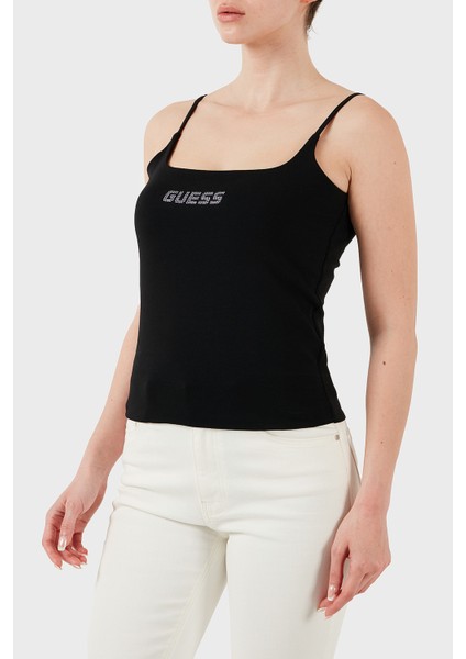 Ortensia Pamuklu Slim Fit Logolu Top V5GP22J1314 Bayan Top V5GP22 J1314 Jblk