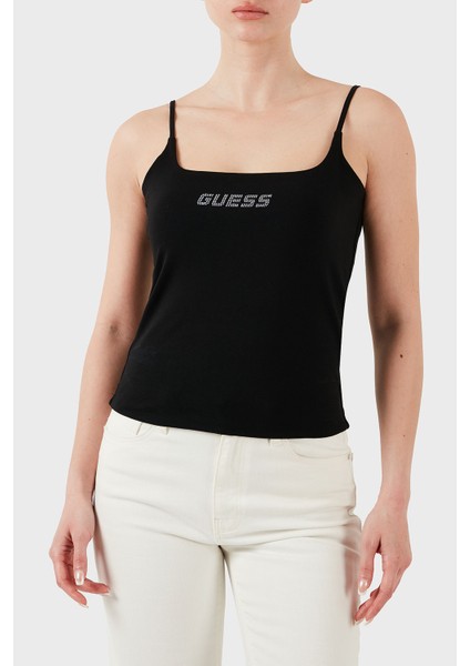 Ortensia Pamuklu Slim Fit Logolu Top V5GP22J1314 Bayan Top V5GP22 J1314 Jblk