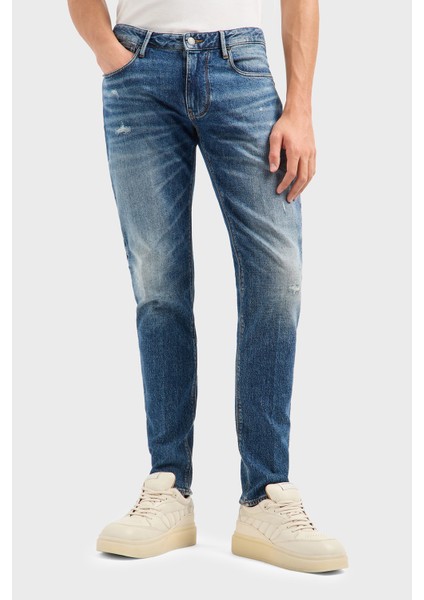 Streç Pamuklu Slim Fit Düşük Bel Dar Paça Jeans Erkek Kot Pantolon EM000121 AF13281 MB002