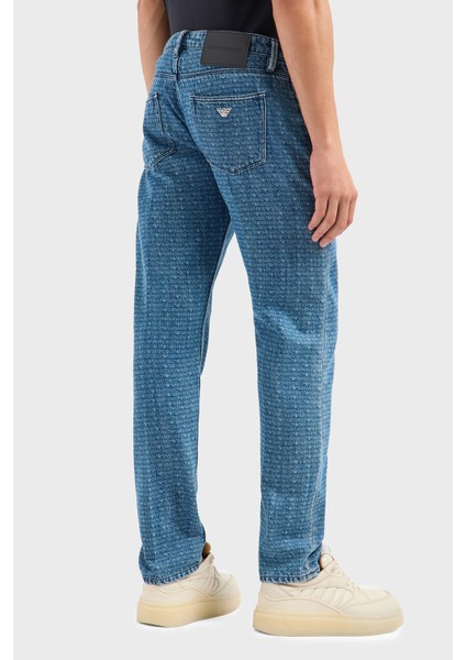 Logo Baskılı Pamuklu Slim Fit Düşük Bel Normal Paça Jeans Erkek Kot Pantolon EM000668 AF13444 FB054 modelleri