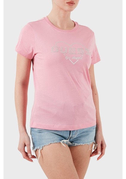 Narciso Taşlı Logo Pamuklu Regular Fit T Shirt V5GI10K9RM1 Bayan T Shirt V5GI10 K9RM1 Pspk