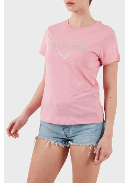 Narciso Taşlı Logo Pamuklu Regular Fit T Shirt V5GI10K9RM1 Bayan T Shirt V5GI10 K9RM1 Pspk fırsatları