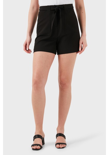 New Valentina Streç Relaxed Fit Yüksek Bel Cepli Mini Short W5GD0IWH9Y2 Bayan Short W5GD0I WH9Y2 Jblk