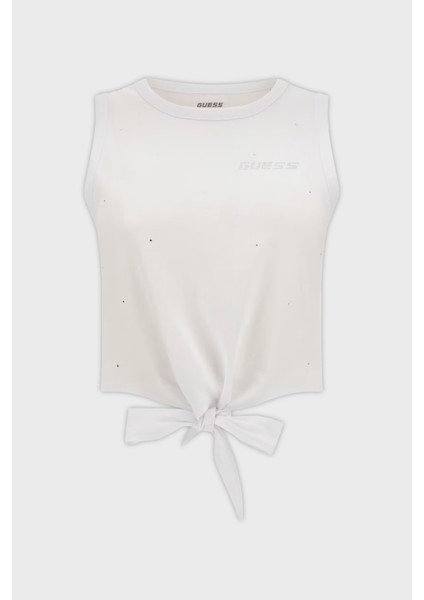 Primula Pamuklu Taşlı Boxy Fit Bağlama Detaylı Crop T Shirt V5GI01I3Z14 Bayan T Shirt V5GI01 I3Z14 G011