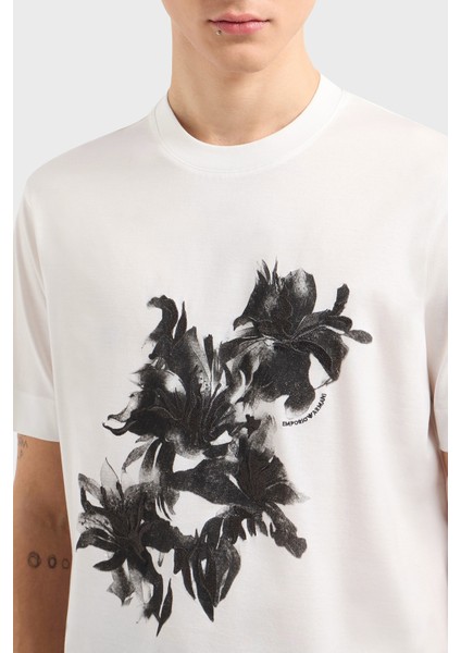 Çiçek Baskılı Pamuklu Regular Fit Bisiklet Yaka T Shirt Erkek T Shirt EM001024 AF10017 U0003 fırsatları
