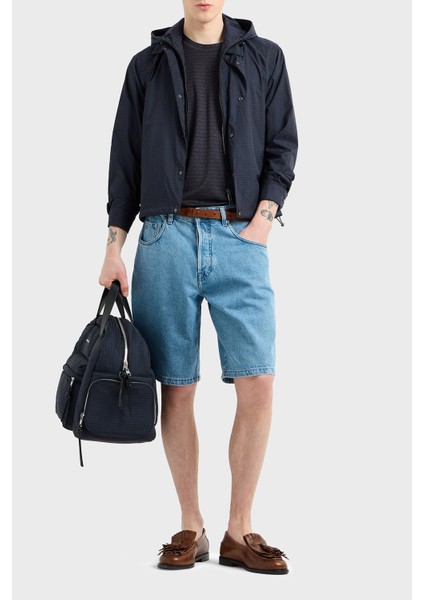 Jakarlı Logo Baskılı Regular Fit Çıkarılabilir Kapüşonlu Mont Erkek Mont EM001003 AF15384 UB118