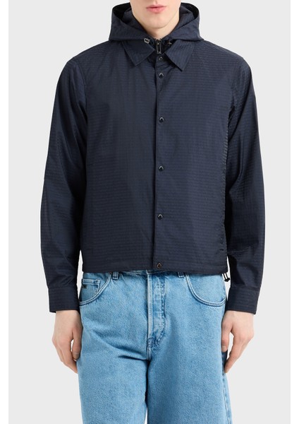 Jakarlı Logo Baskılı Regular Fit Çıkarılabilir Kapüşonlu Mont Erkek Mont EM001003 AF15384 UB118 modelleri