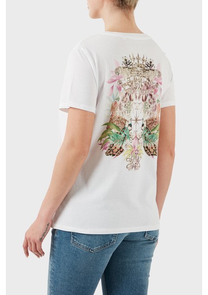 Ss Naturescape Baskılı Pamuk Regular Fit Bisiklet Yaka T Shirt W5GI53K9RM1 Bayan T Shirt W5GI53 K9RM1 G011