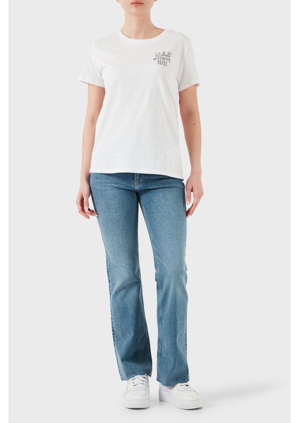 Ss Naturescape Baskılı Pamuk Regular Fit Bisiklet Yaka T Shirt W5GI53K9RM1 Bayan T Shirt W5GI53 K9RM1 G011 modelleri