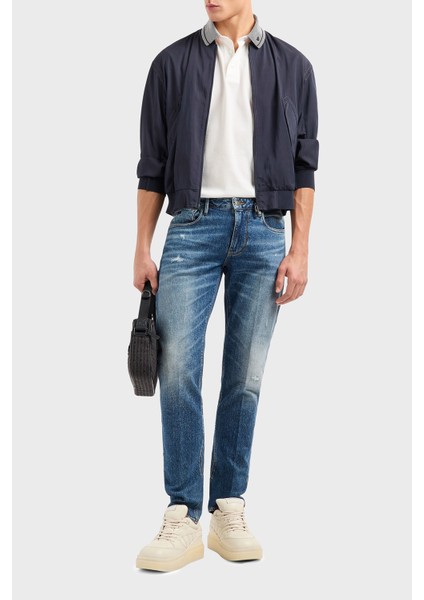 Streç Pamuklu Slim Fit Düşük Bel Dar Paça Jeans Erkek Kot Pantolon EM000121 AF13281 MB002