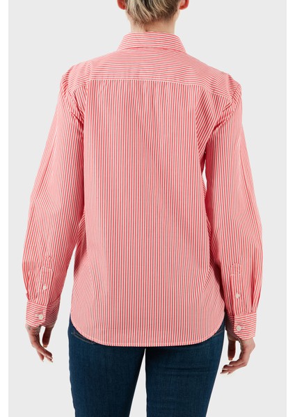 Çizgili Pamuk Regular Fit Düğmeli Yaka Gömlek Bayan Gömlek DW0DW20290 0d4 fiyatları