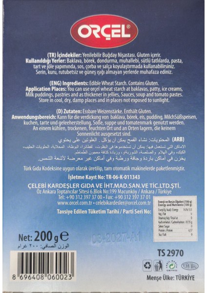 Buğday + Mısır Nişastası 200GR Set