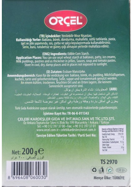 Buğday + Mısır Nişastası 200GR Set