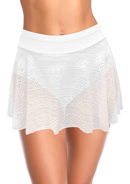 Shekını Kadın Mayo Eteği Dantel Tığ Işi Bikini Altı Mayo Elbisesi Dahili Külot ile