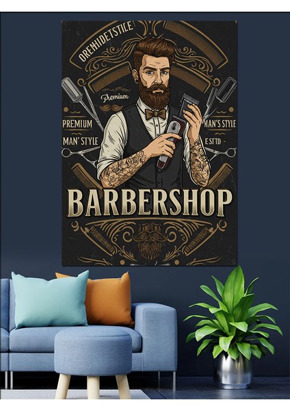 Berber ve Vintage Stil Afişi Dekoratif Kanvas - Mdf Ahşap Tablo